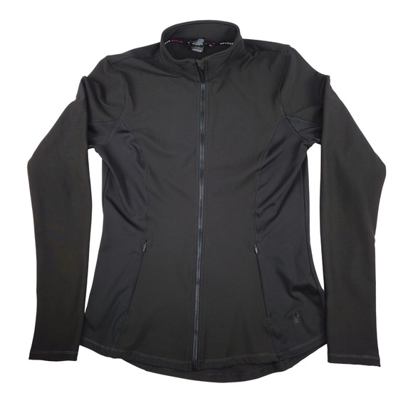 Spyder Jackets & Blazers - Spyder Active Women Black Full Zip Mock Neck Athletic Jacket Medium Thumbholes